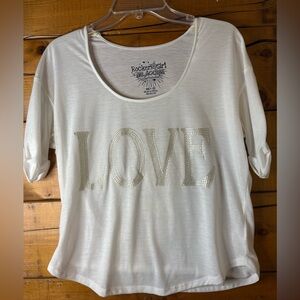 ❤️ ALL ACCESS White silver 'LOVE' Short Sleeve Tee size medium